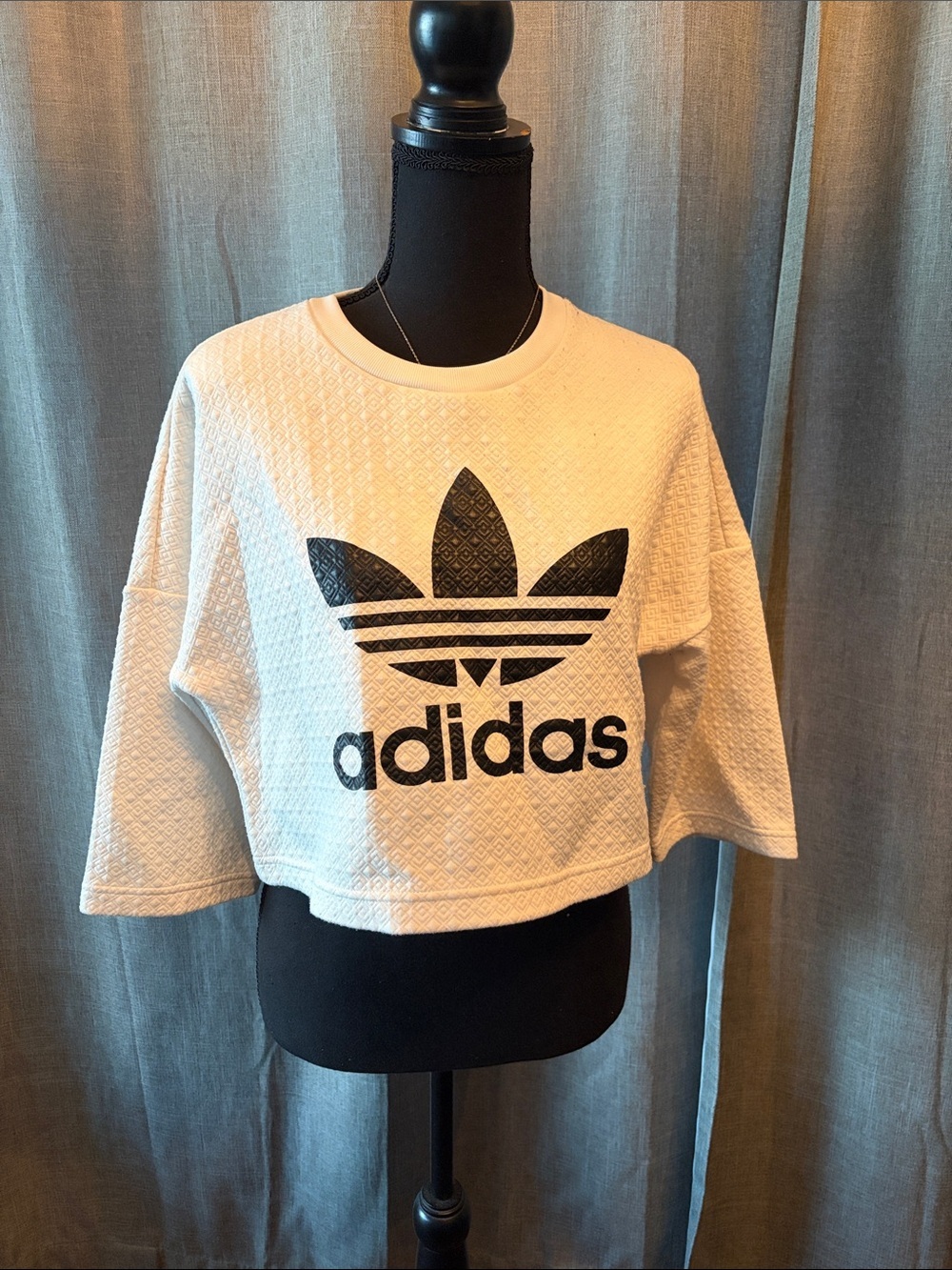 adidas White Sweatshirt with Black Trefoil Logo